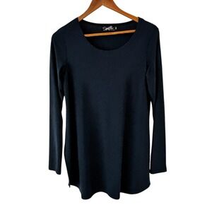 Sympli Tunic Top Womens Size 6 Teal Green Blue Scoop Neck Stretch Capsule Travel